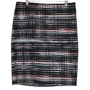 Ann Taylor Factory Multicolor Print Cotton Blend A-Line Pencil Skirt